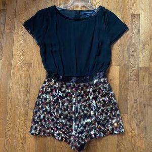 French Connection black and sequin romper